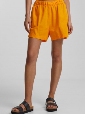 Дамски къси панталони в оранжев цвят Urban Classics Ladies Linen Mixed Boxer Shorts