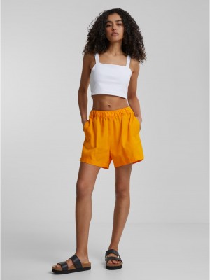 Дамски къси панталони в оранжев цвят Urban Classics Ladies Linen Mixed Boxer Shorts