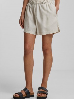 Дамски къси панталони в светлобежов цвят Urban Classics Ladies Linen Mixed Boxer Shorts