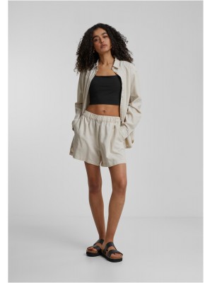 Дамски къси панталони в светлобежов цвят Urban Classics Ladies Linen Mixed Boxer Shorts