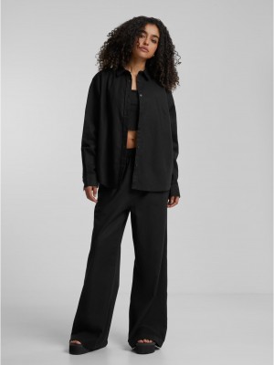 Дамска риза в черен цвят Urban Classics Ladies Linen Mixed Oversized