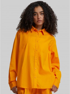Дамска риза в оранжев цвят Urban Classics Ladies Linen Mixed Oversized
