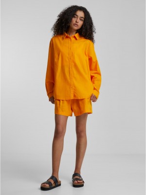 Дамска риза в оранжев цвят Urban Classics Ladies Linen Mixed Oversized