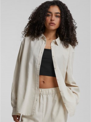 Дамска риза в светлобежов цвят Urban Classics Ladies Linen Mixed Oversized
