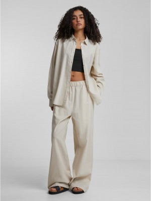 Дамска риза в светлобежов цвят Urban Classics Ladies Linen Mixed Oversized