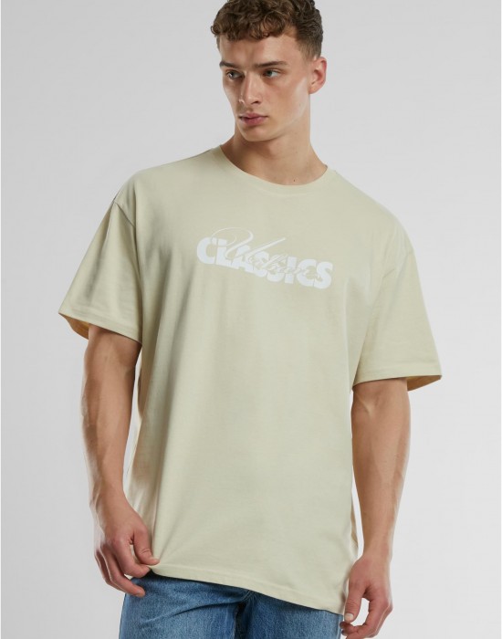 Мъжка тениска с лого цвят пясък Urban Classics Oversized