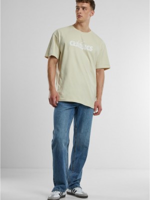 Мъжка тениска с лого цвят пясък Urban Classics Oversized