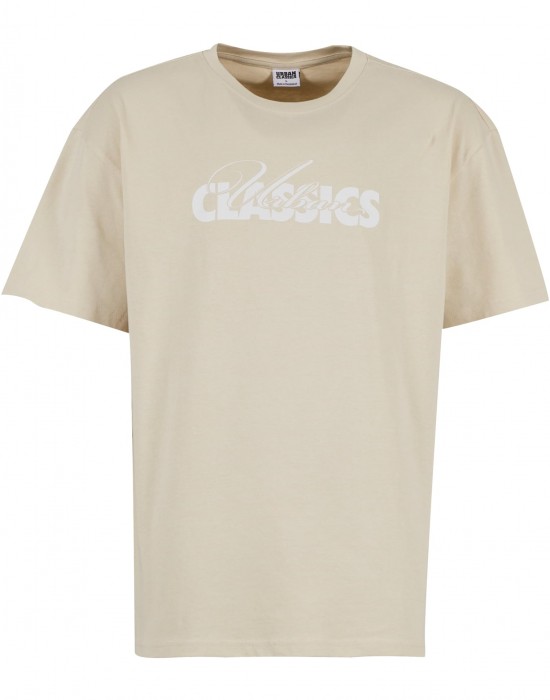 Мъжка тениска с лого цвят пясък Urban Classics Oversized