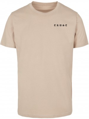 Мъжка тениска в цвят пясък Mister Tee Trust Dove