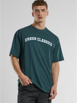 Мъжка тениска Urban Classics UC College Logo bottlegreen
