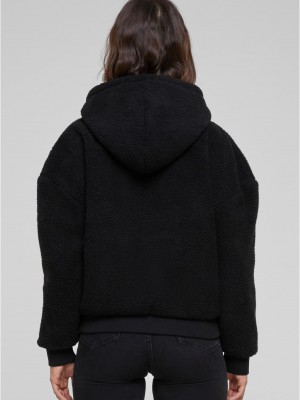 Дамски суичър в черно Urban Classics Oversized Sherpa Zip