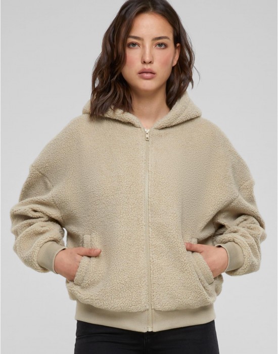 Дамски суичър в бежово Urban Classics Oversized Sherpa Zip