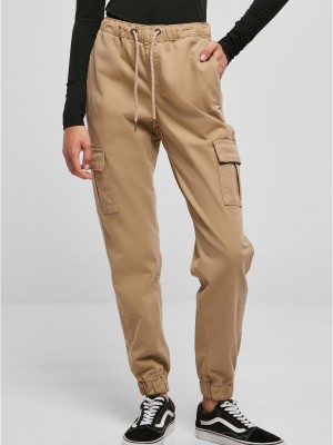 Дамски пантлон в бежово Urban Classics High Waist Cargo Comfort Jogging