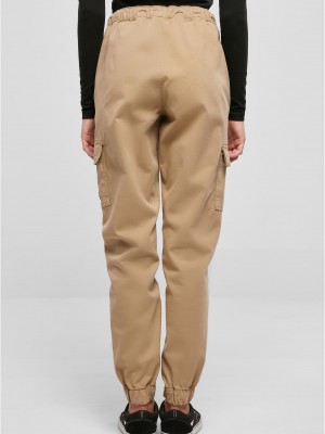 Дамски пантлон в бежово Urban Classics High Waist Cargo Comfort Jogging