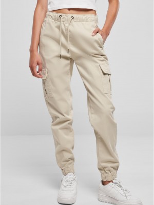 Дамски пантлон в светлобежово Urban Classics High Waist Cargo Comfort Jogging