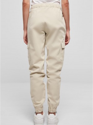 Дамски пантлон в светлобежово Urban Classics High Waist Cargo Comfort Jogging