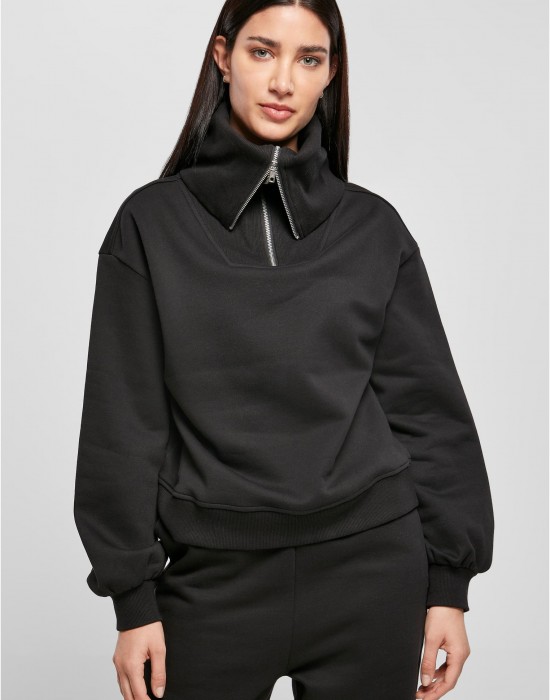 Дамски суичър в черно Urban Classics Oversized High Neck Troyer