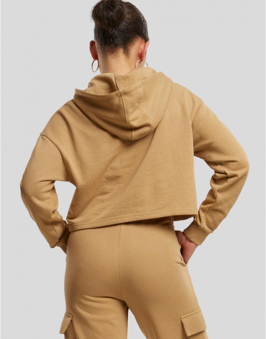 Дамски къс суичър Urban Classics Terry Hoodie unionbeige