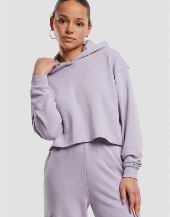 Дамски къс суичър Urban Classics Terry Hoodie dustylilac