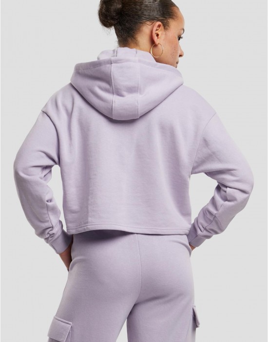 Дамски къс суичър Urban Classics Terry Hoodie dustylilac