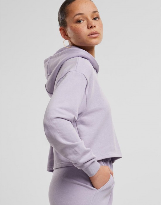 Дамски къс суичър Urban Classics Terry Hoodie dustylilac