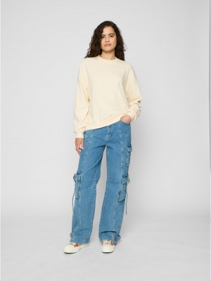 Дамска блуза Urban Classics Terry Crewneck whitesand Дамска блуза Urban Classics Terry Crewneck whitesand