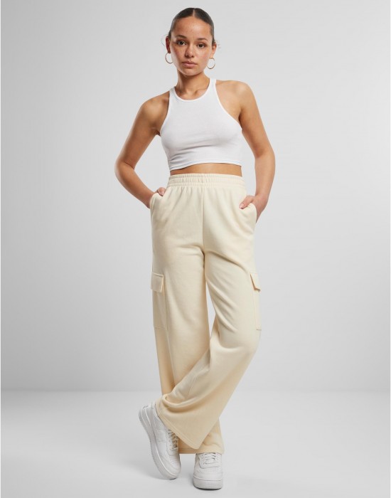 Дамски карго панталони Urban Classics Terry Sweat Pants whitesand