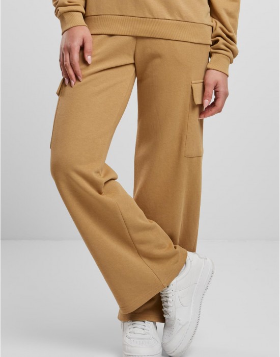 Дамски карго панталони Urban Classics Terry Sweat Pants unionbeige  