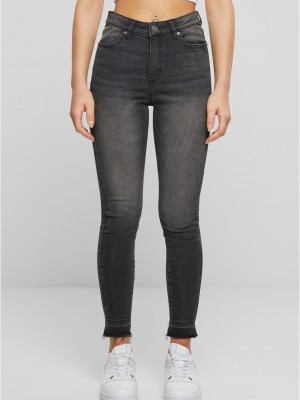 Дамски дънки с висока талия Urban Classics Open Hem black washed