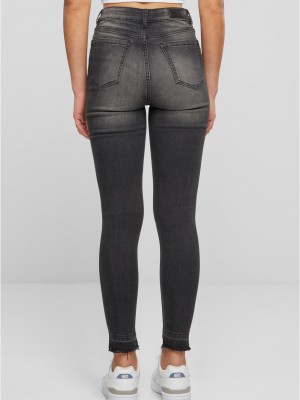 Дамски дънки с висока талия Urban Classics Open Hem black washed