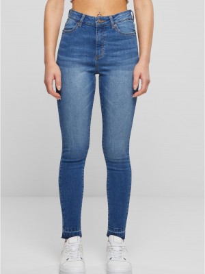 Дамски дънки с висока талия Urban Classics Open Hem blue washed