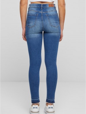 Дамски дънки с висока талия Urban Classics Open Hem blue washed