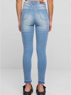 Дамски дънки с висока талия Urban Classics Open Hem clearblue