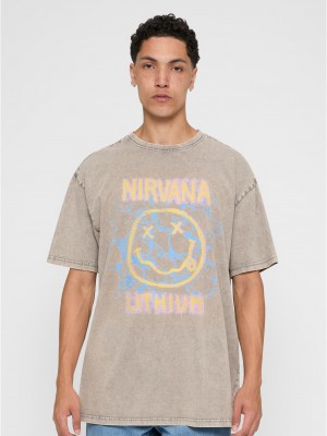 Мъжка тениска в бежов цвят Mister Tee Lithium Oversize