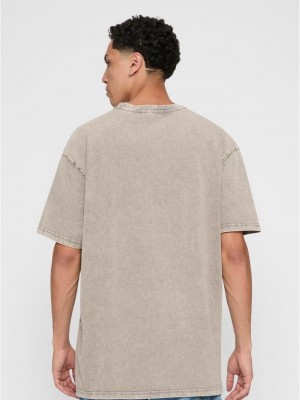 Мъжка тениска в бежов цвят Mister Tee Lithium Oversize