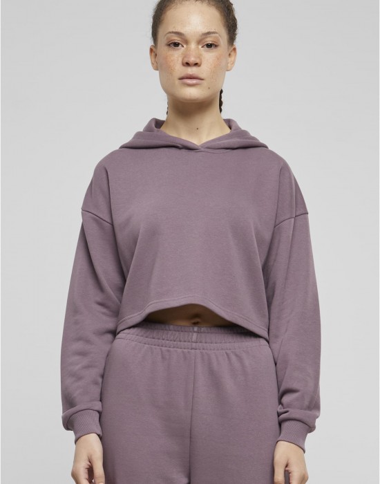 Дамски къс суичър Urban Classics Terry Hoodie fadedpurple