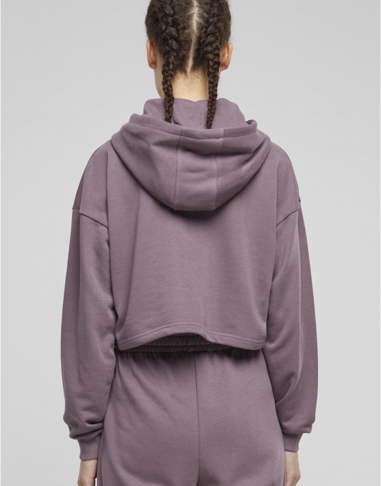 Дамски къс суичър Urban Classics Terry Hoodie fadedpurple