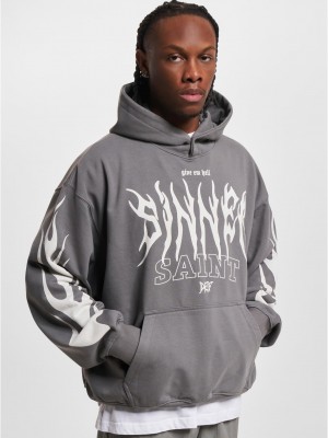 Мъжки суичър в цвят антрацит DEF Saint Hoody