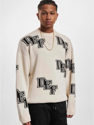 Мъжка блуза DEF Knit beige/black Мъжка блуза DEF Knit beige/black