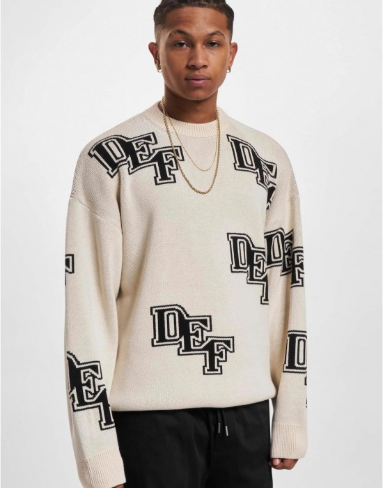 Мъжка блуза DEF Knit beige/black