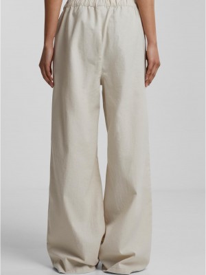 Дамски панталон в цвят екрю Urban Classics Linen Mixed Wide 