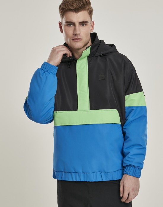 Мъжко яке в черно и синьо Urban Classics Neon Mix Pull Over