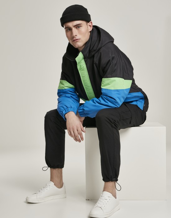 Мъжко яке в черно и синьо Urban Classics Neon Mix Pull Over