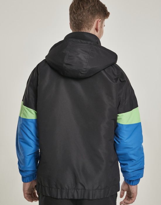 Мъжко яке в черно и синьо Urban Classics Neon Mix Pull Over