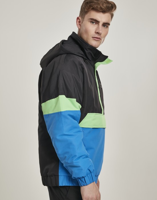 Мъжко яке в черно и синьо Urban Classics Neon Mix Pull Over