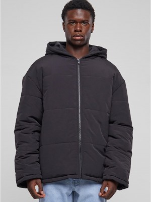 Мъжко яке в черно Urban Classics Hooded Block Puffe