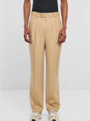 Мъжки панталон в бежово Urban Classics Double Pleated