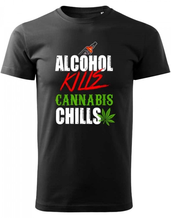 Мъжка в черен цвят Alcohol Kills Cannabis Chills