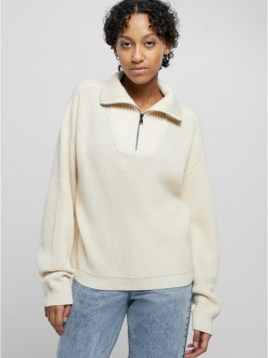 Дамска плетена блуза в цвят пясък Urban Classics Oversized Troyer  Дамска плетена блуза в цвят пясък Urban Classics Oversized Troyer