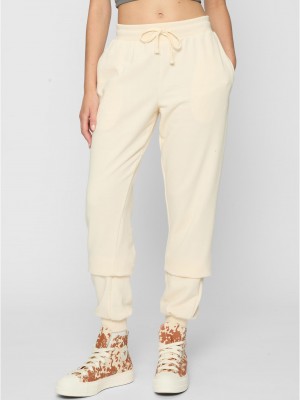 Дамско долнище в цвят пясък Urban Classics Terry